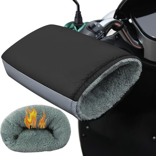 Motorcycle Handlebar Muffs Bike Gloves Waterproof Bike Motorbike Handlebar Gloves Windproof Winter Cycling Scooter Gloves Thick Fleece Thermal Motorbike Handle Hand Warmer Guard with Reflective Strip