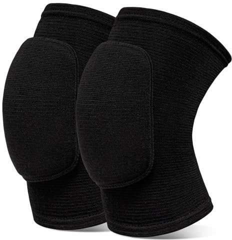 Ceeyoll 2er Schwarz Pack knieschoner,Elastizität Volleyball Knieschoner, Knieschützer für Tennis Laufen Yoga Tanz,Knieschützer für Herren und Damen für Fitnessübungen.(Geeignet 50–90 kg verwenden)