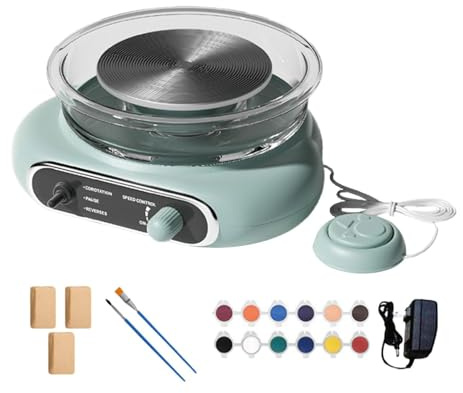 Baoblaze Mini-Töpferscheibe, Keramikherstellungsmaschine, elektrische Töpfermaschine, elektrische Tonscheibe für DIY-Bastelprojekte für Kinder und Erwachsene, GrÜn