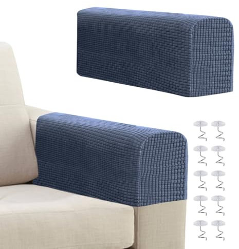 Lollanda Sofa Armlehne Bezüge Schutzvorrichtungen, Dehnen Sessel Abdeckungen, Sofa Armlehne Abdeckungen Protektoren, Elastisch Anti-Rutsch Sessel Schutzhülle (Dunkelgrau)