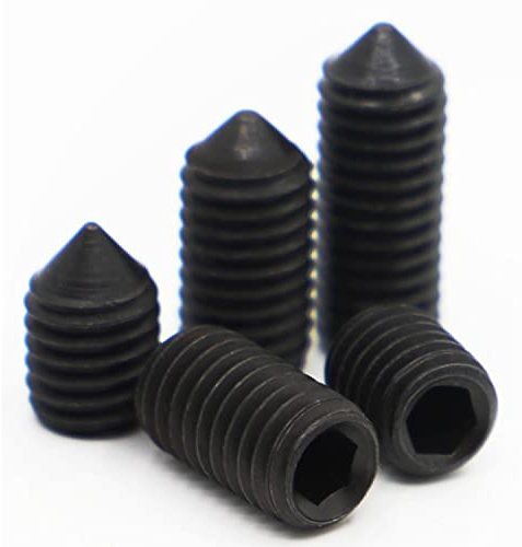 RKODRSMG 10 Stück M2.5 M3 M4 M5 M6 M8 M10 DIN914 Stahl Schwarz Grad 12.9 Sechskant Innensechskant Kegelspitze Madenschraube Konische Endschraube(10mm,M10 10pcs)