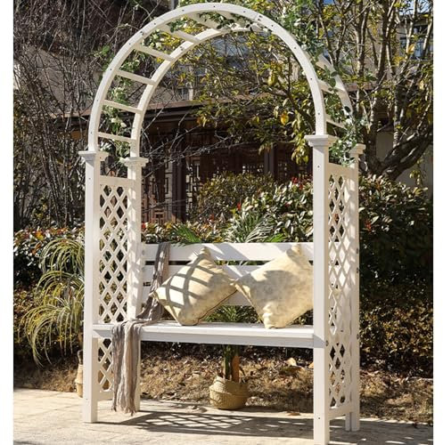 Banc de Jardin en Bois, Banc d'extérieur pour Patio, Design dôme, Arche de Jardin en Bois avec Banc, pour vignes/Plantes grimpantes, idéal pour l'arrière-Cour et l'espace extérieur (Couleur