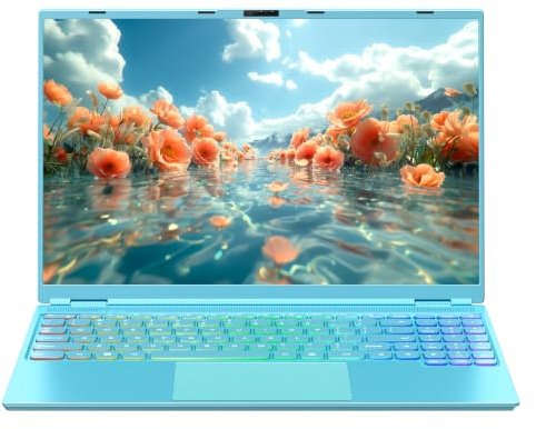 Nmybwo Ordenador portátil azul de 16 pulgadas 16G RAM 256GB SSD Alder Lake N95 CPU (hasta 3.4 GHz), 1920 × 1200 WUXGA FHD+ IPS Display/Win 11 Pro PC con retroiluminación a color KB/reconocimiento
