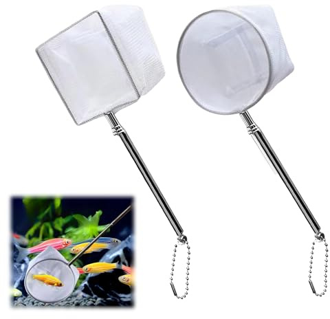 2 Pezzi Retino da Pesca Acquario con Manico Telescopico,Retino Acquario,Rete Pesca Acquario,Aquarium Shrimp Net Per Catturare Piccoli Pesci Gamberetti Pulire L'Acquario
