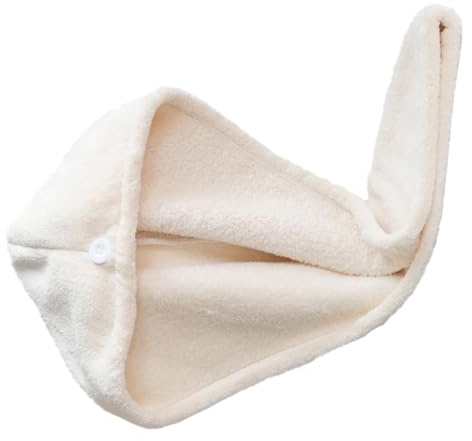 Haartrocknungshaube aus Korallenfleece, Beige, Saugfähig | Leichtes Material für Zuhause und Reise, für Langes Haar Geeignet, Schnelltrocknendes Handtuch