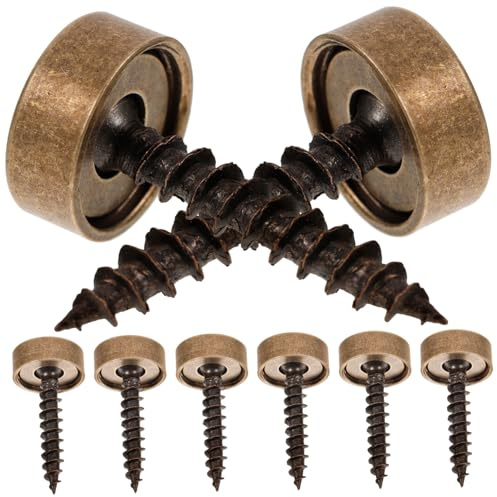 HYTROVE Tornillos Autorroscantes de Latón con Tapa Decorativa para Espejo, 8 Piezas, Diseño Elegante y Moderno para Montaje en Pared y Decoración