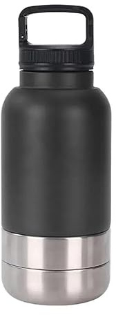 DSXVJHD 3-in-1 Dog Water Bottle with Food Container, 1L Stainless Steel Pet Travel Bowl, Insulated Pet Drinking Bottle, Dog Travel Water Bowl For Outdoor, Travel, Walking, Hiking