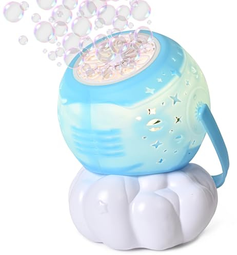 cossy Seifenblasenmaschine, Automatische Seifenblasenmaschine Kinder mit Lichtern, Tragbare Seifenblasen Maschine mit 20000+ Blasen/Min, Wiederaufladbare Blasenmaschine für Hochzeit, Party, Blau