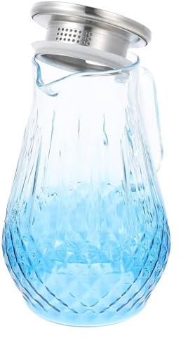 LALADEFIEE Jarra de Vidrio Resistente al Calor y Frío Asa Portátil y Tapa Jarra para Agua Fría y Jugos Grueso Vidrio Templado para Uso Hogar y Oficina