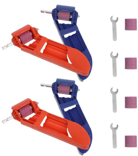 UKCOCO Juego Portátil de 4 Amoladoras de Brocas Multifuncionales Piedra de Amolar Afilador Eléctrico para Taladro Herramienta Compacta Azul y Naranja para Bricolaje y Reparaciones