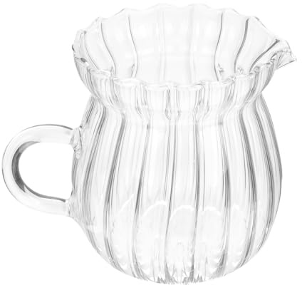 Bricco Latte in Vetro Mini Beccuccio, per Crema e Latte Quotidiano | Brocca Cremiera Delicata, Superficie Liscia e Fondo Resistente, per Dessert e Pasticcerie, Uso Domestico, Vetro