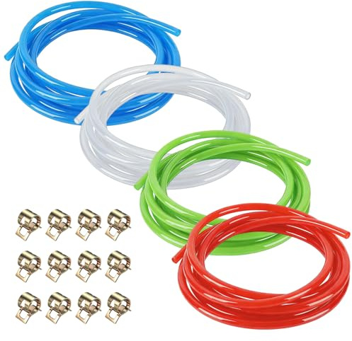 4 Pezzi Tubo Benzina per Moto, 1M Tubo Carburante in Gomma, Set Tubo Benzina, Tubo Diesel Ø 5 mm, Tubo Olio con 12 Fascette per Moto, Motoseghe, Decespugliatori, Tagliaerba