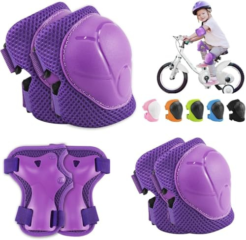 Protection Roller Sets Enfant 6 en 1 Kit de Protection pour Patins à Roulettes avec Genouillères, Coudières et Protège-Poignets, Équipement de protection pour Cyclisme Skateboard Hoverboard Vélo