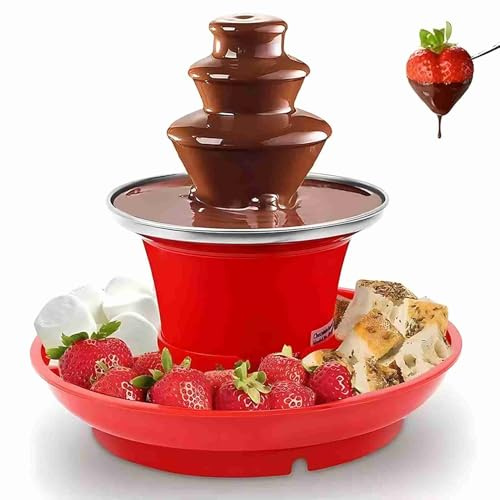 OEBUAFI Fontana di Cioccolato a 3 Livelli Macchina per Sciogliere il Cioccolato Fontana per Fonduta di con Acciaio Inossidabile Antiaderente per Feste in Casa, Matrimoni, (Spina europea)