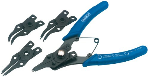 Draper 19735 Circlip Plier Set with Interchangeable Heads Set, 5 Pcs , Blue