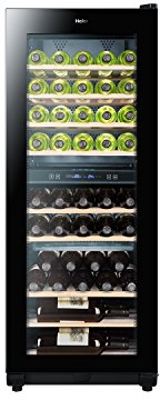 Haier WS49GDB Weinkühlschrank / 127.0 cm Höhe/Kühlteil/Gefrierteil/UV undurchlässige Glasscheibe / 2 Zonen Energieklasse B/schwarz