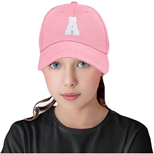 MFAZ Morefaz Ltd Rosa Sombrero de Béisbol Niño Niño Estilo Junior A-Z Letra Niñas Niño Rojo Negro, A., talla unica