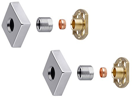 Thermostatic Shower Bar Mixer Valve 3/4 Square Or Round Brass Fast Easy Fit Fixing Kit (Square)