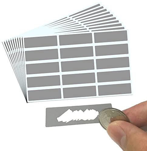 150 piezas, 48 x 15 mm, Tarjeta Rasca Etiqueta Pegatina, Scratch Sticker - Rectángulo Gris