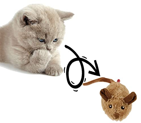 Vealind Automatisches Bewegliches Mausspielzeug Katzenspielzeug mit Lebensechter Klang, Interaktives Katzenspielzeug Mäuse für Katzenauslauf und gegen Langeweile (Braun)