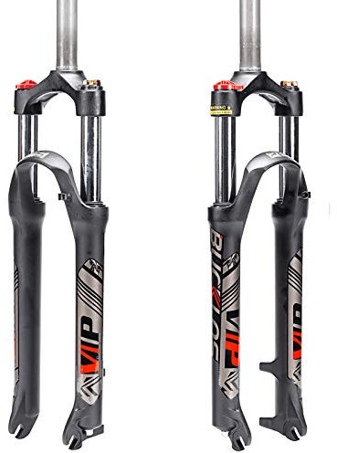 BUCKLOS 26/27,5/29 MTB Federgabel Reise 100mm, 28,6mm Gerades Rohr QR 9mm Crown Lockout Aluminiumlegierung XC Mountainbike Vorderradgabel