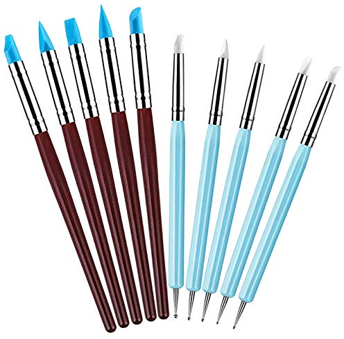 10 Stück Modellierwerkzeug Ton Werkzeug Set Silikon Dotting Tool für Keramik Skulptur