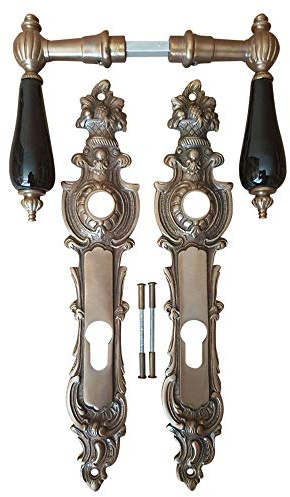 Graf von Gerlitzen Prunkgriffe Antik Messing Alte Form Tür PZ 92 Haustüre Griffe Biedermeier Türgriffe Türbeschlag Türdrücker Türklinken Langschild N14A-GE