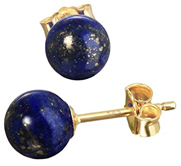 NKlaus Ohrringe Gold 585 - Ohrstecker Gold Kugel - 14 Karat 6mm Gelbgold 585 - Schmuck Damen mit Natursteinen Ohrhänger Edelsteine Damenohrringe & Mädchen edles Ohrschmuck - Paar