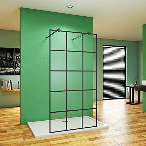 Aica Sanitär Walk in Dusche 67.7-157.7cm Duschabtrennung Duschwand 8mm Nano Glas H200cm mit Schwarz Stabilisierungsstange