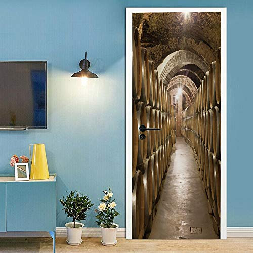 3D Türtapete Selbstklebend Türaufkleber - WEINKELLER - Tür Poster PREMIUM PVC Wasserfest Wandtattoo Für Schlafzimmer Wohnzimmer Tür Dekoration Tapete 77 x 200 cm