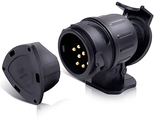 CXTM Adapter 13 auf 7 Poliger Anhängerstecker, Anhängerkupplung Adapter 13 auf 7 Polig, Anhänger Adapter 13 auf 7 Polig inkl. Parking Cover, 12 V Systeme, für Fahrradträger, Pferdeanhänger