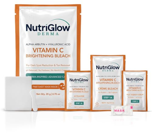 Nutriglow Advanced Organics Vitamin C Bleach for Tan Removal, and Hair Lightening (6 In 1) - 20G