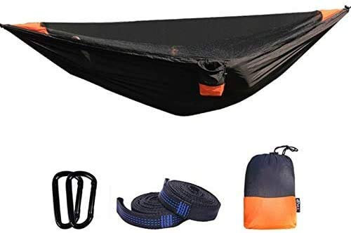 Hängematte, ultraleichte Outdoor-Hängematte mit Anti-Moskitonetz, abnehmbar, zum Wandern, Reisen, Camping, Zelt, Hinterhof, leicht zu reinigen