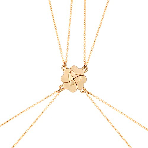 4PCS, Vierblättriges Kleeblatt Freundschaft Halsketten für 4 Mädchen, BFF Magnetische Halskette, Beste Freunde für Immer Halsketten Passende Halskette, Valentin Schmuck für Kinder Freunde Schwestern