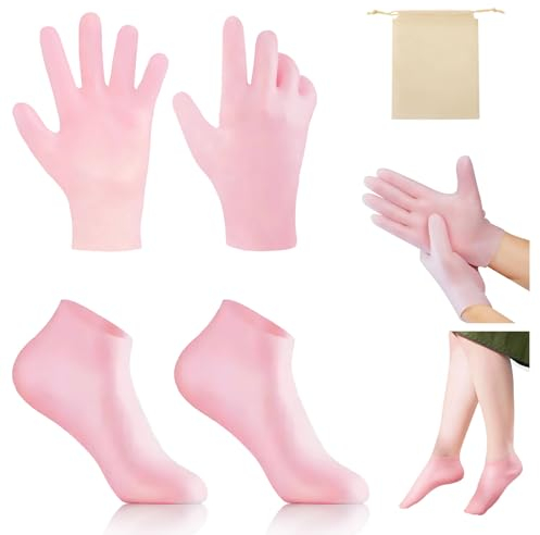 Calzini idratanti in silicone,Guanti idratanti,calzini in silicone da donna,Calzini da pedicure spa da donna per riparare piedi secchi,talloni screpolati e ammorbidire la pelle ruvida (rosa)