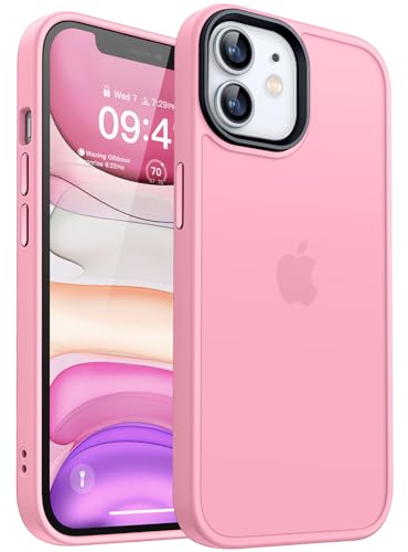 CANSHN Hülle Kompatibel mit iPhone 11 [Quadratischen Kanten] Minimalistische Transluzente Matte Schutzhülle, Military Grade Handyhülle, Rosa