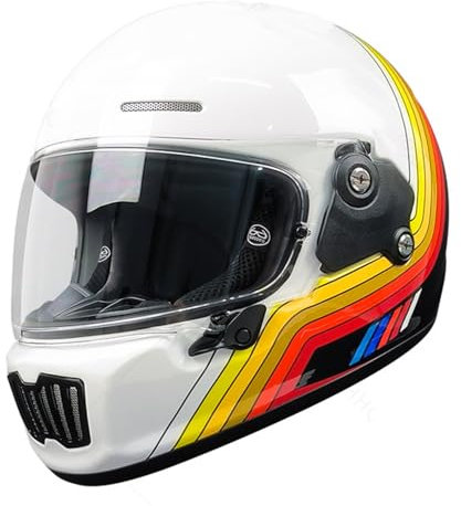 Motorrad Vintage Integralhelm Motorrad Scooter Retro Classic Crash Racing Touring ECE Zertifizierung Integralhelme Retro-Motorräder Helm Mit Visier für Unisex Cruiser G,M