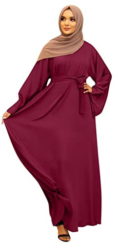 BOTCAM Frauen Elegant Muslim Hijab Kleidung, Islam Dubai Abaya Gebetskleid, Einfarbig Lose Einteilige Gebetskleid, Volle Abdeckung Muslimische Mode Fledermausärmel Jilbab Hijab Robe Frauen Kleid