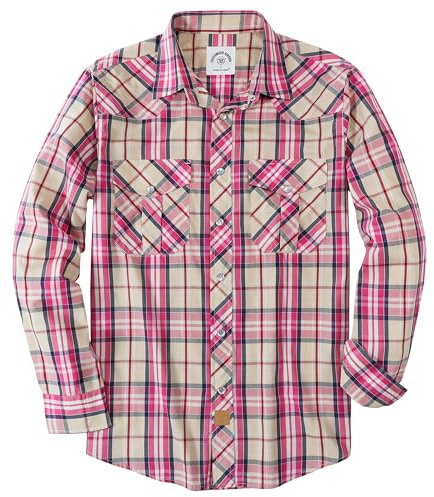 Dubinik® Camicia Uomo Quadri Bottoni Vintage Casual Camicia con Bottoni Automatici Western Camicia Cowboy Uomo Regular Fit