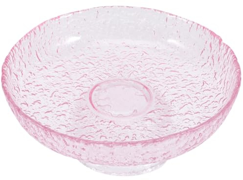 PRETYZOOM Gradient Pink Glass Food Tray 7.87 Inch Footed Fruit Plate Serving Plate for Desserts Snacks and Holiday Table Centerpiece