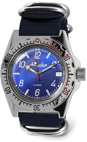 Vostok | Amphibia 110908 Automatik-Armbanduhr mit Selbstaufzug, Marineblau, Taucher