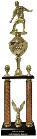 eberin XXL Fußball Wanderpokal - 80 cm Säulenpokal mit Gravur als Award