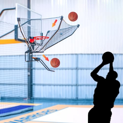 Basketball-Return-Aufsatz für Basketballkörbe für Teenager/Jugendliche/Erwachsene, Robustes Basketball-Rebounder-Netz für effizientes Wurftraining, kommerzieller Ballrückläufer für den Heimgebrauch
