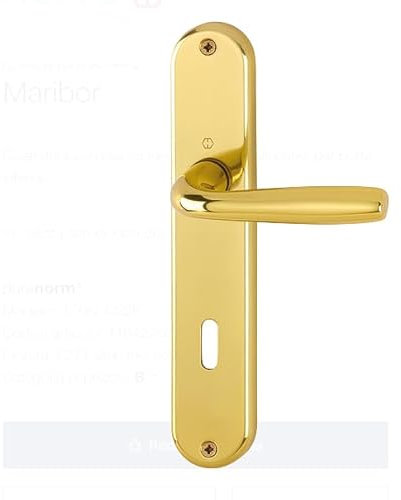 Hoppe Industries Maniglia in alluminio per porte interne, Maniglia Guarnitura con placca lunga (Distanza foro 70 mm NORMALE, F271 alluminio colore oro lucido)