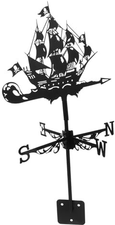 IWOWHERO Girouette Métal Bateau Pirate Indicateur De Direction du Vent pour Décoration De Jardin Toit Élégance Rustique Et Charme Naturel pour Intérieur Et Extérieur