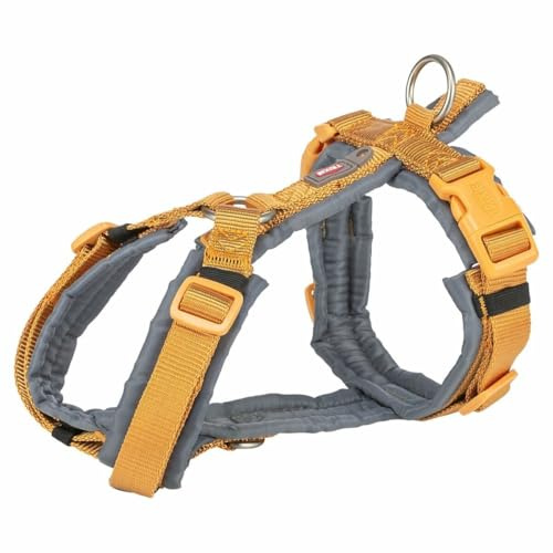TRIXIE Premium Trekking Geschirr, S: 36–44 cm/15 mm, Curry/Grafit