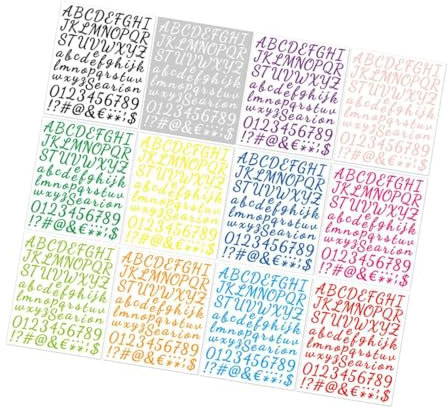 TOYANDONA 12blätter Aufkleber Alphabet Zahlen Diy Buchstabenaufkleber Für Scrapbook Tagebuchbedarf Plakatkarton Ohne Klebstoff Mehrzweckdekorativ