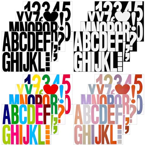 Yimomoyi 16 Blätter Buchstaben Aufkleber, Bunte Klebebuchstaben Wetterfest, Groß Buchstaben Sticker, Selbstklebendes Vinyl Buchstaben Zahlen Kit für Postfach Schilder Adressnummer DIY Scrapbooking