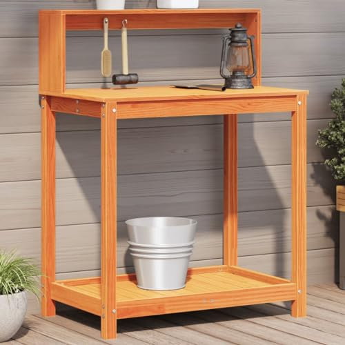 Tidyard Pflanztisch,Gärtnertisch mit Ablagen,Blumentisch für Garten Balkon Terrasse, Gartentisch Arbeitstisch, Braun 82,5x50x109,5cm Massivholz Kiefer
