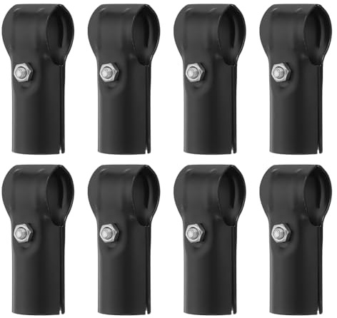 Sourcing Map 12Pcs Black Stainless Steel T Pipe Clamp Connector, Structural Pipe Connector Chain Link Fence Clamp, Fit OD 1 Inch (25mm), Easy Installation, Suitable for Hangers, Handrails, Fences